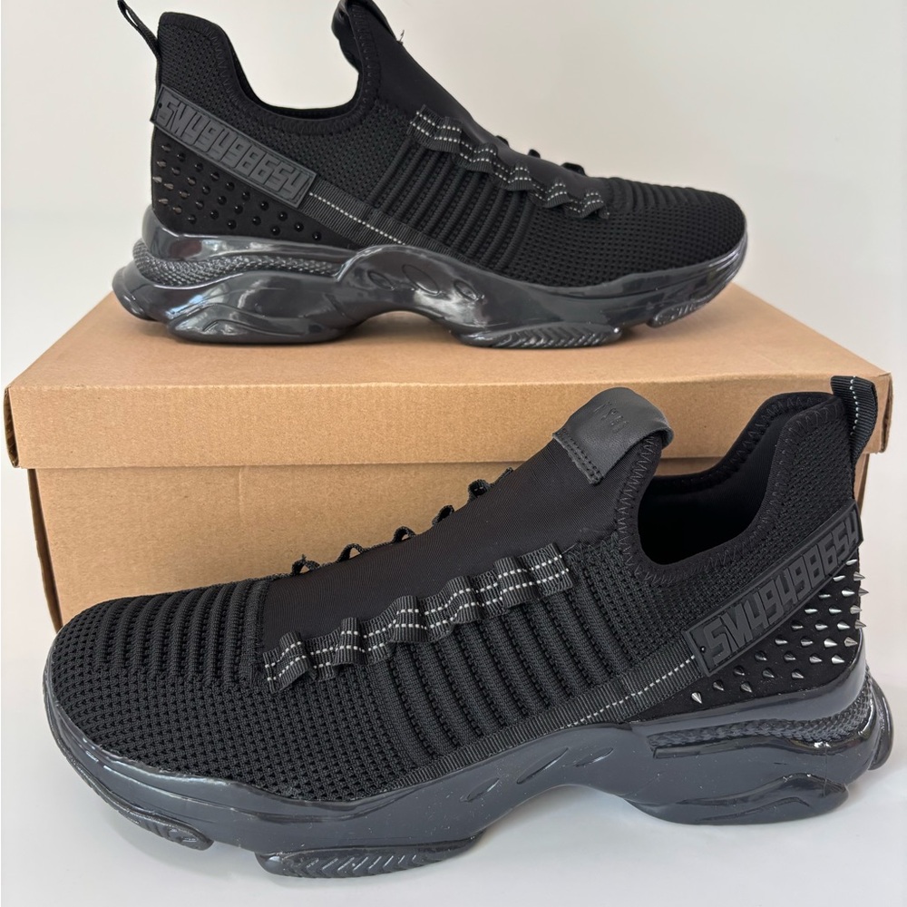 Steve Madden Maxima Black Rhinestones Athletic Sneakers Womens 12